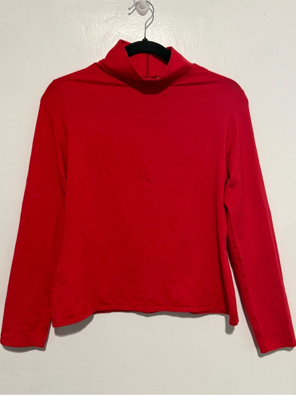Nordstrom Studio 121 Silk Blend Mock Neck Top Red Long Sleeve Stretch Size M
